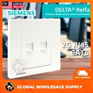 SIEMENS Delta 2 Gang RJ45 CAT6 Faceplate RJ45 Wall Socket Network Socket 2 Ports Blank Plate Data Wa