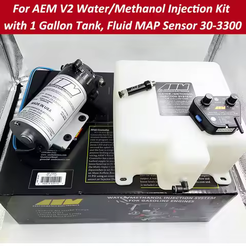 1 Set for AEM 30-3300 Electronics V2 Water / Methanol Injection Kit 1 Gallon Tank w/ Fluid MAP Senso