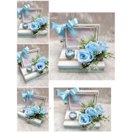 gubahan frame mas kahwin + 1 pc bekas cincin(baby blue white)