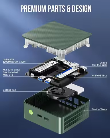 DDR4 16GB 512GB NVMe SSD WIFI6 BT5.2 Desktop Gamer Computer GMKtec G3 Plus Twin Lake N150 MINI PC G3