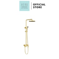 HERA Rainshower System with Single-lever Shower Mixer Set 8203 Matt Gold | Round Rain Shower Head