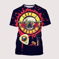 2024 Summer New Fashion Casual Guns N’ Roses 3D Printed Men’s Round Neck Short Sleeve Top T-Shirt