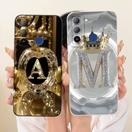 For Tecno Pop 5 LTE Case Aesthetic Luxury Letters Fashion Crown 2D Painted Casing For Tecno BD4 BD4i
