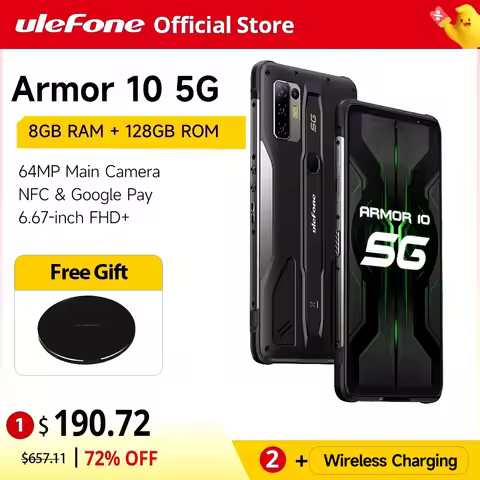 Ulefone Armor 10 5G Rugged Mobile Phone Android 10 8GB +128GB Waterproof Smartphone/IP68 IP69K/ 6.67
