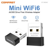 ตัวรับสัญญาณ WiFi USB ตัวรับสัญญาณ AX300 WIFI6 เหมาะสำหรับคอมพิวเตอร์ แล็ปท็อป Windows อแดปเตอร์ WiFi ไร้สาย