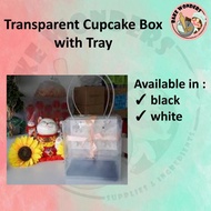 Transparent cupcake box with tray