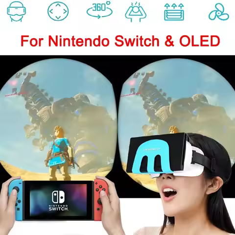 G11 VR 3D Goggles Compatible with Nintendo Switch & OLED Virtual Reality VR 3D Glasses Helmet Lense