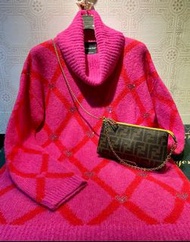 【NA She.歐美精品進口服飾名品】FENDI 經典咖啡色原花老花小型配飾手提包 小側肩背包 麻將包 腋下包 法棍包 晚宴包 Zucca Print Coated Canvas Accessorie