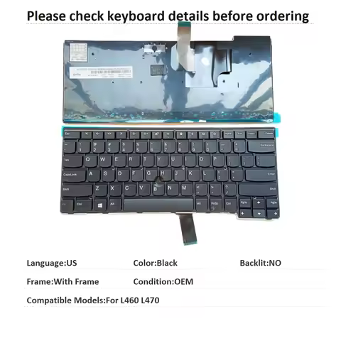 New US Language Keyboard For Lenovo Thinkpad L460 L470 Notebook PC Replacement Keyboard