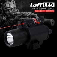 COD TaffLED Senter Senapan Tactical Rail Mount 200 Lumens with Laser 5mW JGSD / Senter Laser Untuk Senapan Angin  Tahan Lama Jarak Jauh Super Terang