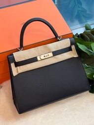 Hermes🌟Kelly 28 黑銀 epsom stamp K