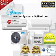 MIDEA System 4 ALL EASY PRO Inverter Aircon R32 Gas MAE-4M30E / MSEID-09x3 + MSEID-18 - 5ticks ✔✔✔✔✔ Built in WIFI