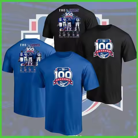 NY Giants 2025 100th Season Thank You For The Memories Signatures 2 Sides T Shirt
