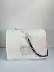 Tas Branded Wanita BIMBA Y LOLA Extra Large Crossbody Flap White Nylon Original Sling Bag Selempang 