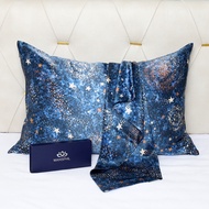 Silk Pillowcase for Bed Sofa Cover 100 Mulberry Print Zipper Pillow Cover Cushion Cover Ankha 22 momme Pillow Case Starry Sky