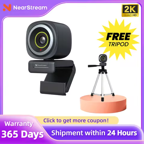 NearStream 1080P@60FPS USB Webcam with AI Noise-Canceling Microphone Software Auto Focus PC Camera W