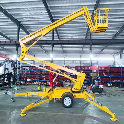 Used Bucket Truck Towable 10m Diesel Trailer Articulated Boom Lift With Hydraulic Scissor Lift AC Po