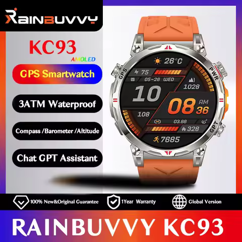 Rainbuvvy KC93 GPS Sports Smart Watch 1.32'' AMOLED Screen 3ATM Waterproof Wrist Watch 650mAh Batter
