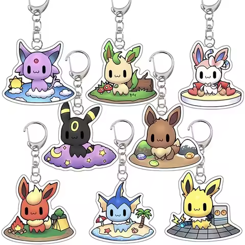 Pokemon Key Chain Anime Cartoon Eevee Espeon Umbreon Flareon Sylveon Jolteon Glaceon Vaporeon Keycha