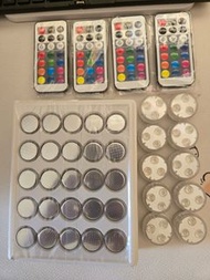 (二手 淘寶貨) 魚缸燈10個+遙控器4個+cr2032電池25粒x9板=225粒 只限順豐到付