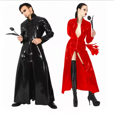 New Listing Men Women Matrix Neo Long Black Leather Coat Cosplay Costume Plus Size S-2XL