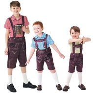 WMH 3  Kids Checkered Beer Suspenders Oktoberfest Costume Set Party Outfit