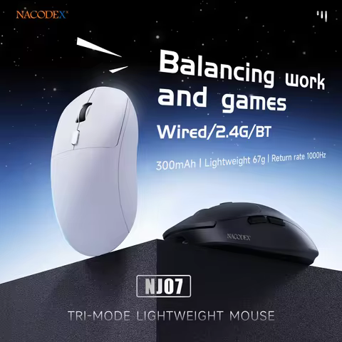 AJAZZ NJ07 Tri-Mode Connection Wired / 2.4G Wireless / Bluetooth Wireless Mouse 1000Hz Report Rate L
