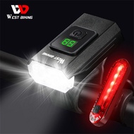 WEST BIKING Bike Light Set Waterproof Bike Front Light Bike Taillight 350 Lumens Flashlight Bicycle LED Light USB Charging HeadLight