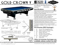 Sale Murrey Gold Crown V Std 9 Ft Pool Table - Meja Billiard Biliar 9