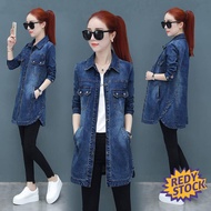 【HOT SALE】☆ seluar jeans lelaki jeans women  Jaket denim, pelajar perempuan, versi Korea, jaket denim panjang panjang yang longgar, bersaiz besar kemeja wanita kecil berwarna merah bersih