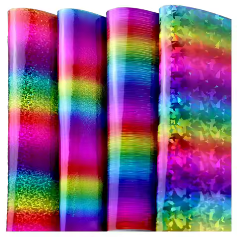 30x134cm Roll Rainbow Textured Mirror Faux Synthetic Leather Fabric For Bags Bows Earring Decoration