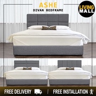 Living Mall Ashe Series Grey Woven Fabric Divan Bed Frame in 3 Model Designs  - All Sizes Available