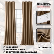 B3 Ready Made Curtain 99%Blackout Siap Jahit Langsir(Hook/Cangkuk)Langsir RAYA Kain Tebal 100%Polyester Blackout