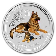 Perth Mint Australia Lunar Dog 2018 1/2 oz 9999 Silver Coin Colorized BU (Series II) Colored Coloure