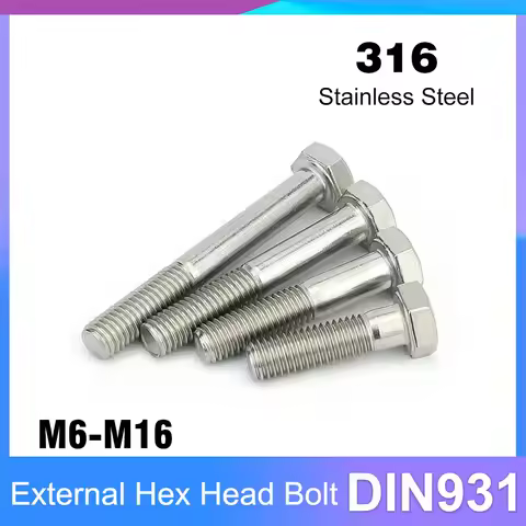 M6 M8 M10 M12 M14 M16 DIN931 A4-70 316 Stainless Steel Half Thread External Hex Hexagon Head Screw B