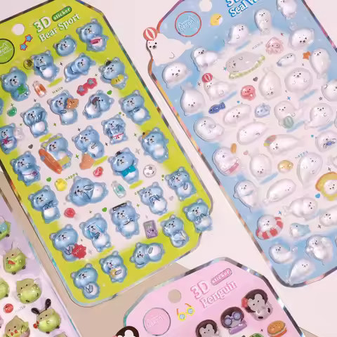 NEKONI 3D Animals Penguin Seal World Relief Stickers Scrapbooking DIY Journaling Stationery Diary Cu