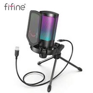 AmpliGame Gaming USB Microphone For PC, Condenser Mic With Quick Mute, RGB Indicator, Tripod Stand, 