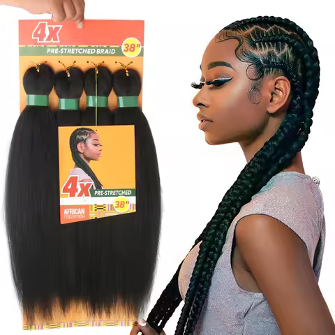 Braiding Hair Pre Stretched 4X Braid 19 Inch Ombre Braiding Hair Black Synthetic Fake Hair Extension