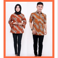 💥READY STOCK💥 SET COUPLE BATIK KEMEJA BATIK OREN BLOUSE OREN