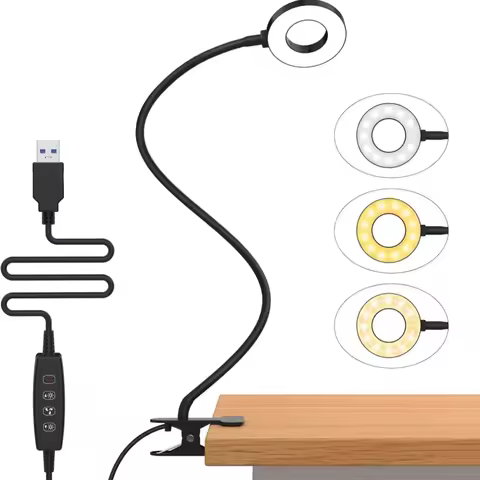 USB Book Light With Clip 5V 48LED Desk Lamp Reading Light 3000k/4500k/6500k Adjustable 360° Flexible