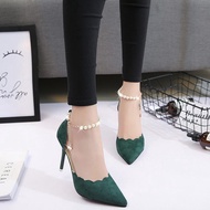 PD9 Women Wedding Sexy Ankle Beading Pointed 8cm High Heels Shoes