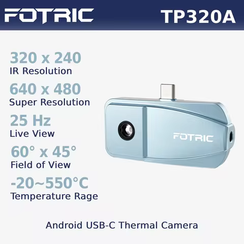 FOTRIC TP320A Android USB-C Phone Thermal Camera with Mount Kit,Native 320x240 IR,640x480 Super Reso