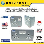 [SG SHOP SELLER] MIND 13A Metal Clad Switch Socket Outlet Single / Double Metal Clad Switch Socket Outlet