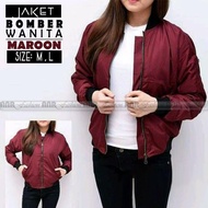 Jaket Bomber Polos Wanita - Merah Maroon