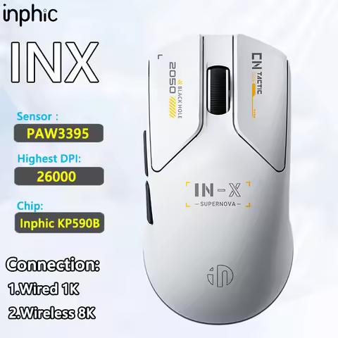 Inphic INX Wireless 8K Gaming Mouse Wired 1K Ultralight Office Mouse 26000DPI PAW3395 Chip Macro Pro