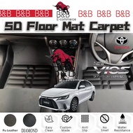 Toyota Vios New D92 AC100 2023 5D Carpet Pu Leather Customised Fit Car Floor Mat Kaki Karpet Kereta 