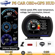 P6 Car OBD GPS OBD2 Meter OBD Digital HUD Scanner Alarm Speed ​​Gauge Display Water Temperature rpm 