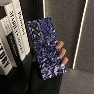 Luxury Royal Blue Electroplating Wrinkle Pattern Phone Case for Samsung Galaxy Z Fold7 Fold7 Z Fold7