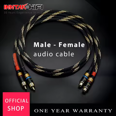 2Pcs/Pair Hifi Professional Audio RCA Cable Male to Female CANARE Audio Cable For Amplifier DAC TV /