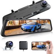 12Inch Touch Screen Dashcam 4K / 2K 1440P  + Rear Camera 1080P Dual Lens Car Mirror DVR  Recorder Rear View Kit Camera
